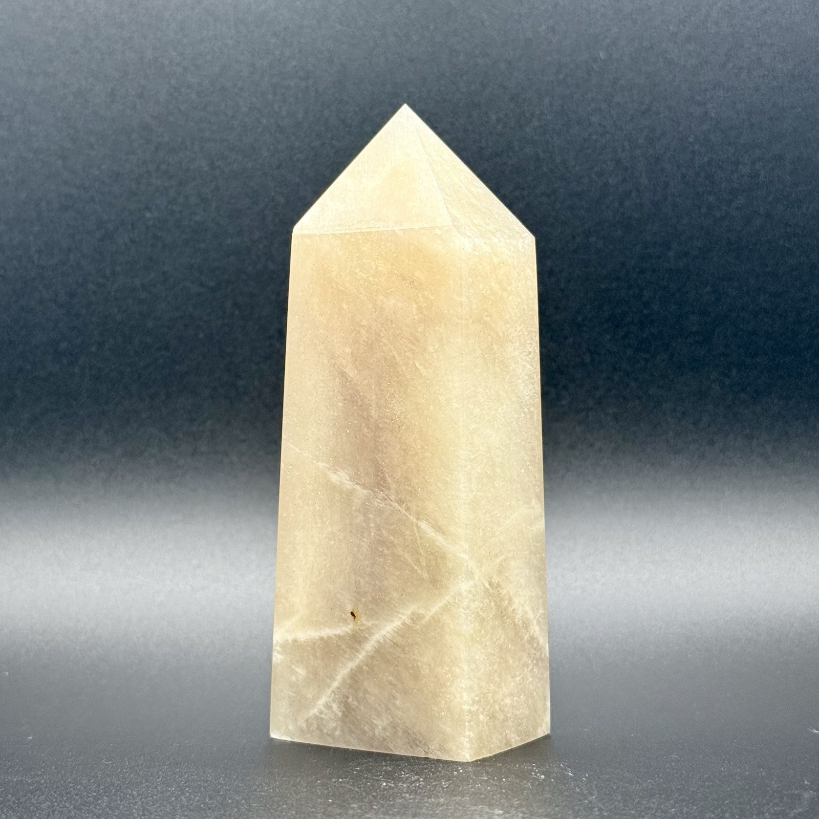 Blue Flash Moonstone Crystal Point, Approx. 4.5 inches