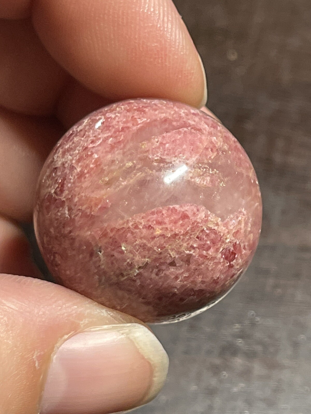 Rhodonite and Quartz Mini Sphere Ball Orb Marble Crystal 26.1mm 30g