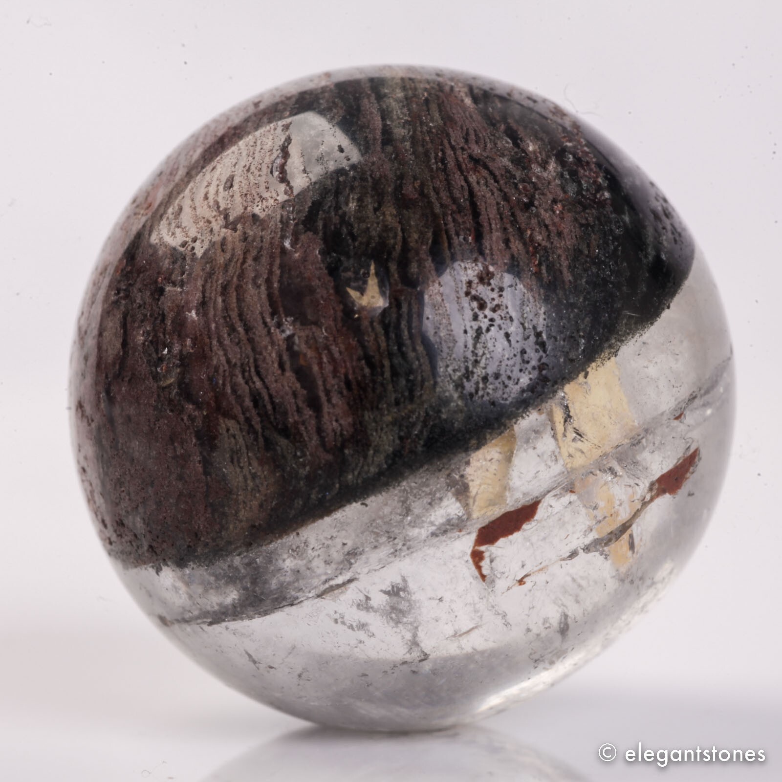 63g36mm Natural Garden/Phantom/Ghost/Lodolite Quartz Crystal Sphere Healing Ball
