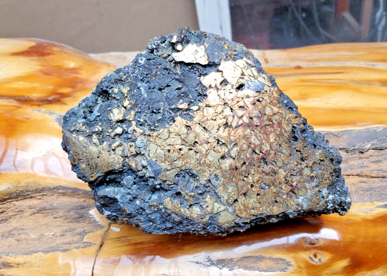 1469G Top Raw Sphalarite ,Chalcopyrite Peacock Partly Polished Specimen