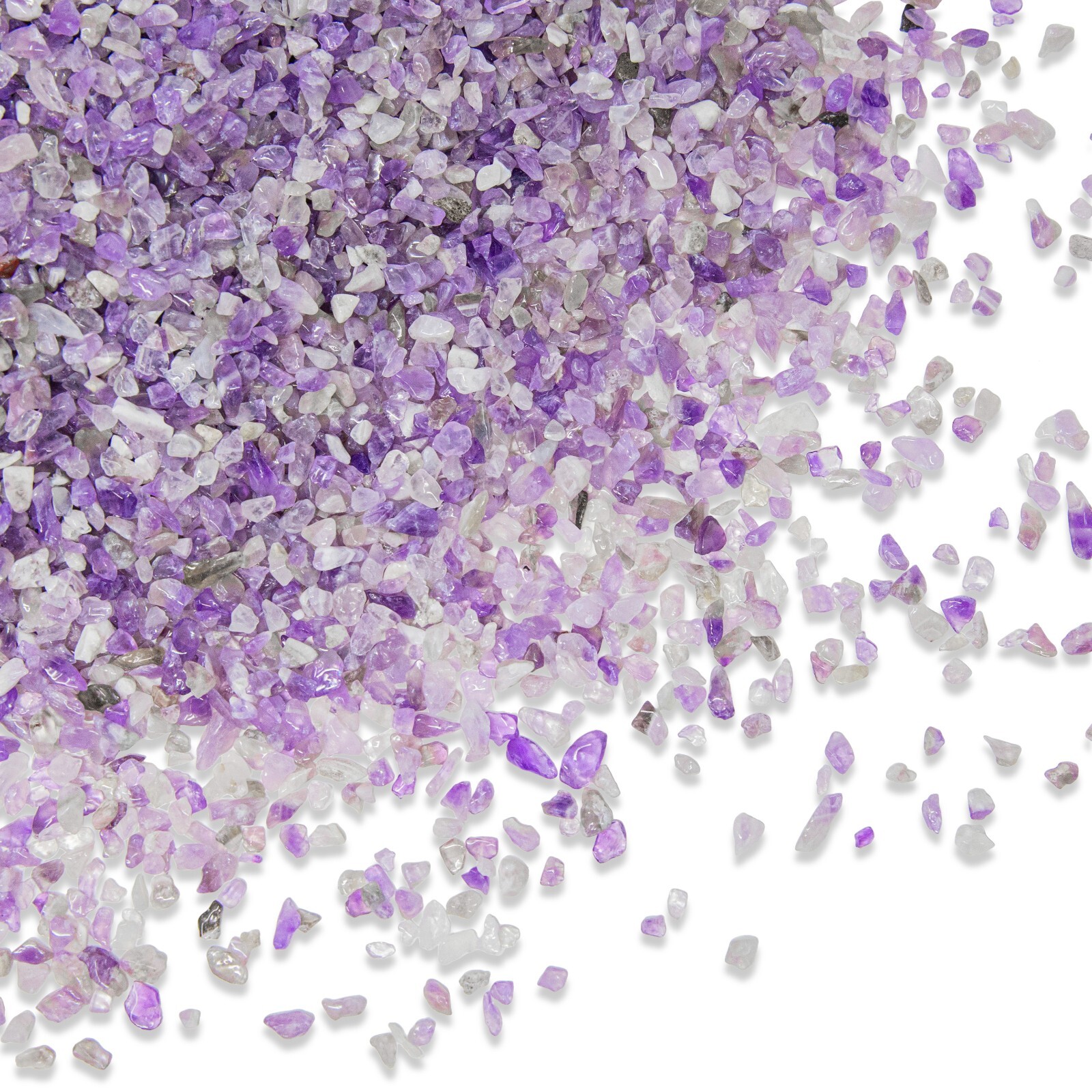 Tumbled Amethyst Clear Quartz Crystal Chips Bulk, Tiny Stone Tumbles for Candles