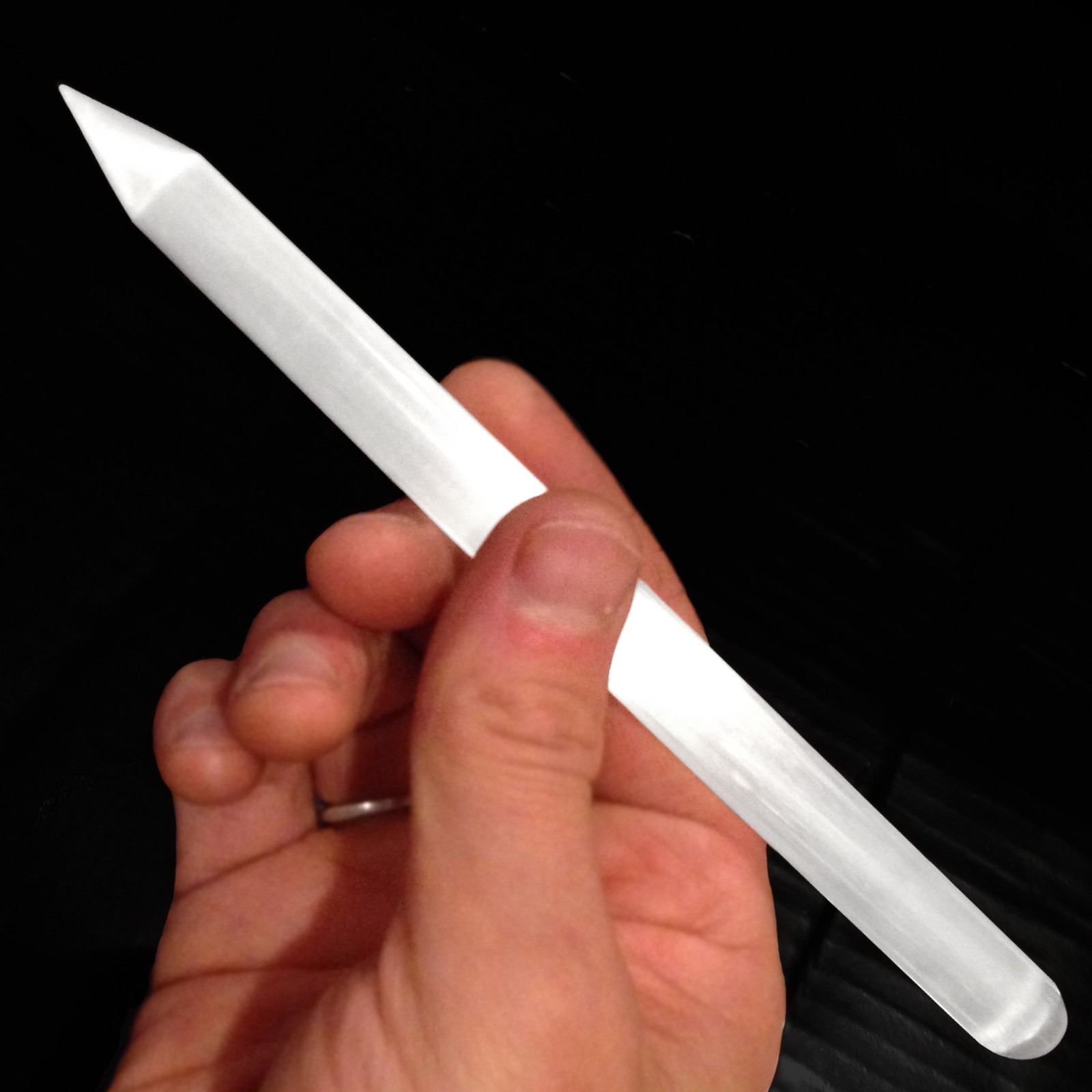 Selenite Crystal Massage Wand ” Polished Pencil Point Tip CHARGED Heal CLEANSE