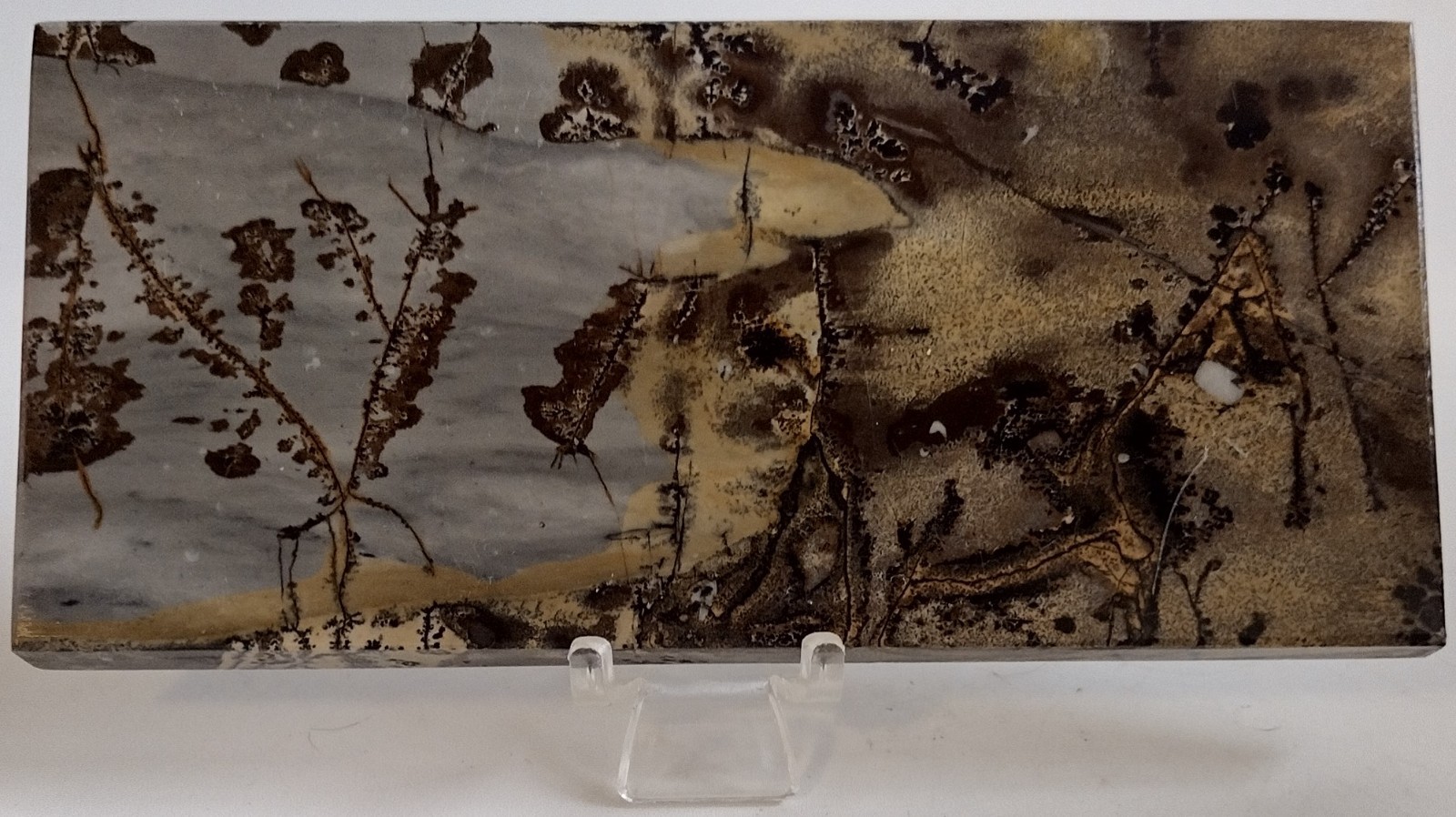 Picture Jasper Slab w/ Stand Scenic Landscape Polished Stone Display Decor