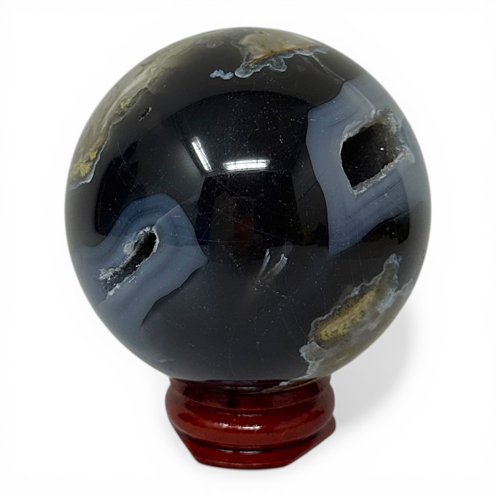 300g Volcano Agate Stone Sphere Crystal Ball Natural UV Reactive Gemstone