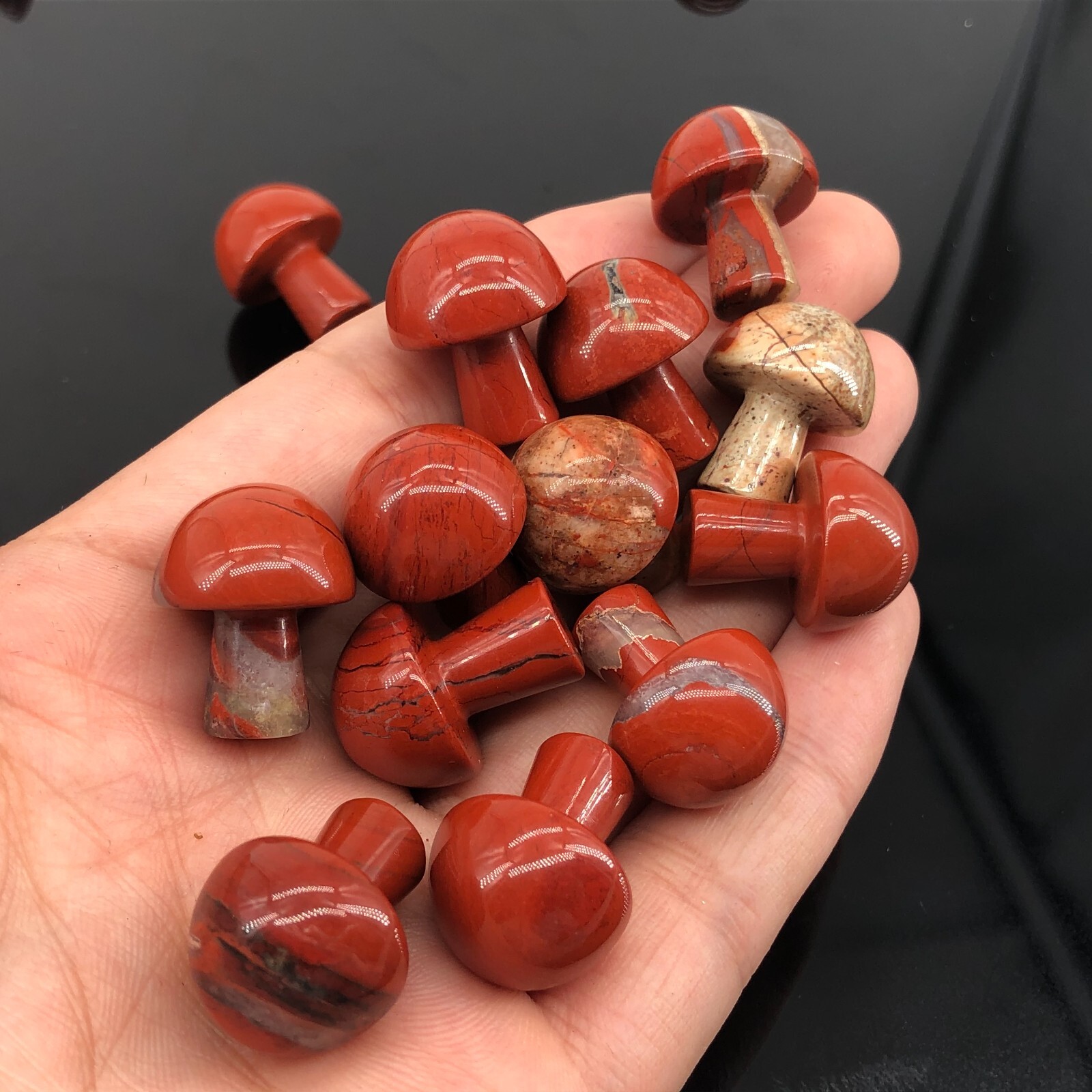 10pcs Natural Red Jasper Mushroom Skull Quartz Crystal Pendant Healing Mineral