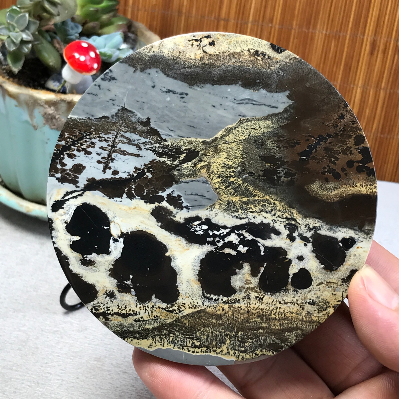 99mm Natural Chinese painting stone crystal ornaments for home decoration A6401
