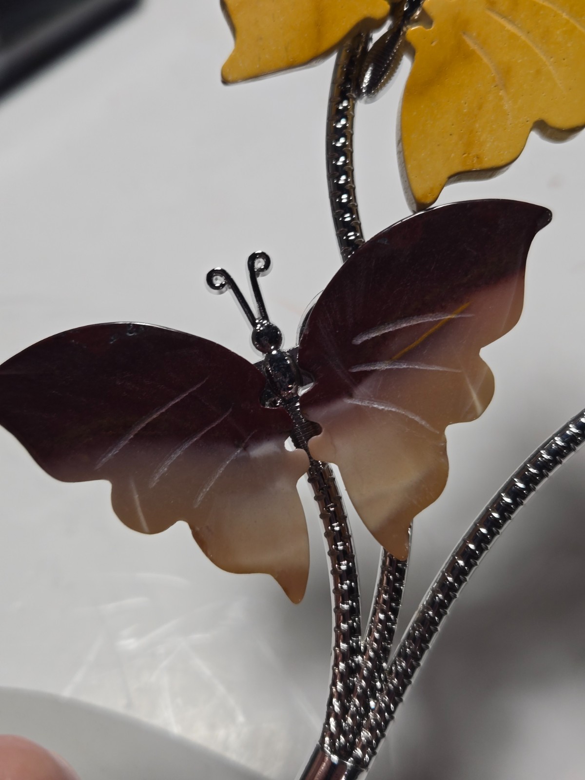 STUNNING BUTTERFLY MOOKAITE SPHERE HOLDER (2 spheres included) – BEAUTIFUL!! P45