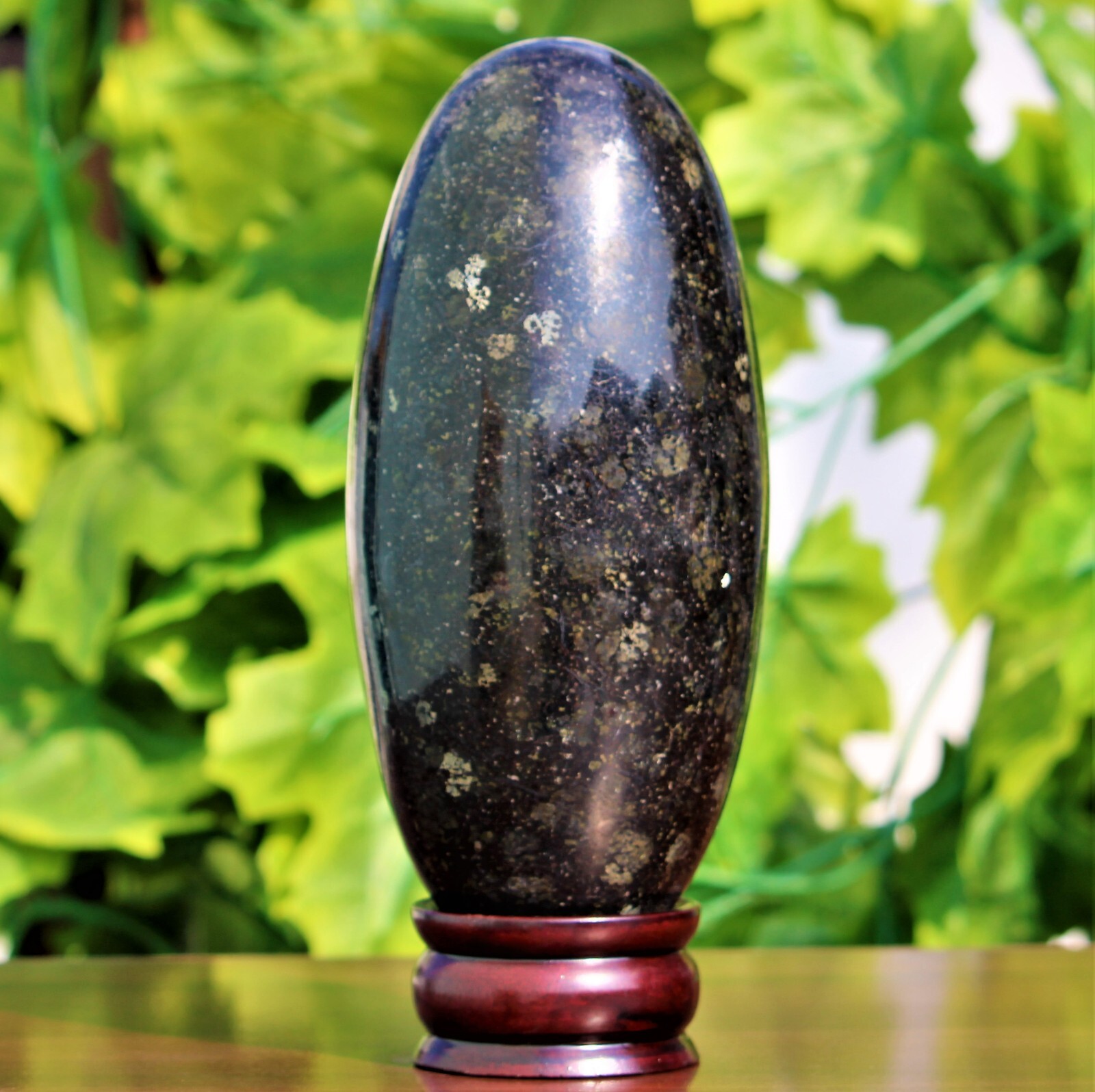 185MM Black Nuummite Crystal Healing Energy Reiki Aura Metaphysical Stone Lingam