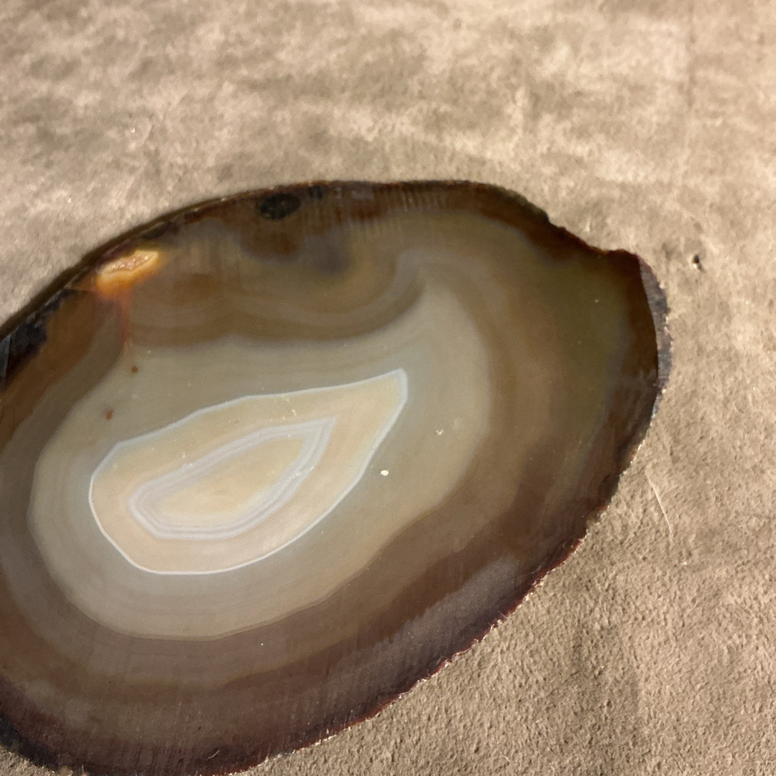Vintage agate rock/geode slice brown and yellow shades not high polished