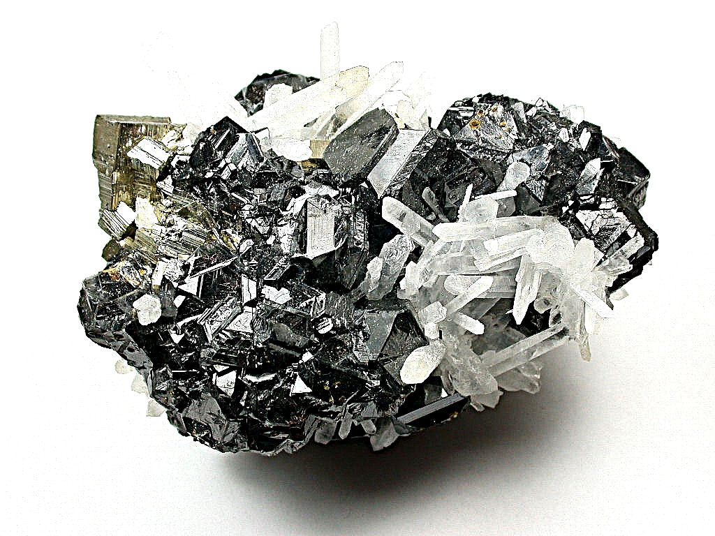 MINERALS : SPHALERITE, PYRITE, AND QUARTZ XTL COMBINATION FROM ANIMON MINE, PERU