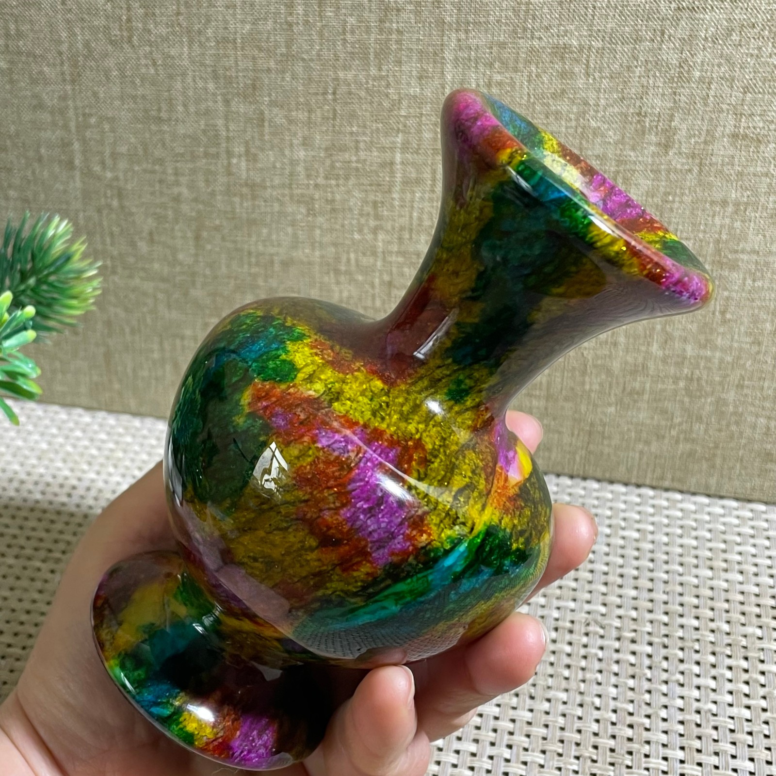 820g Seven Colors Jade vase specimen Decorative -Taiwan China