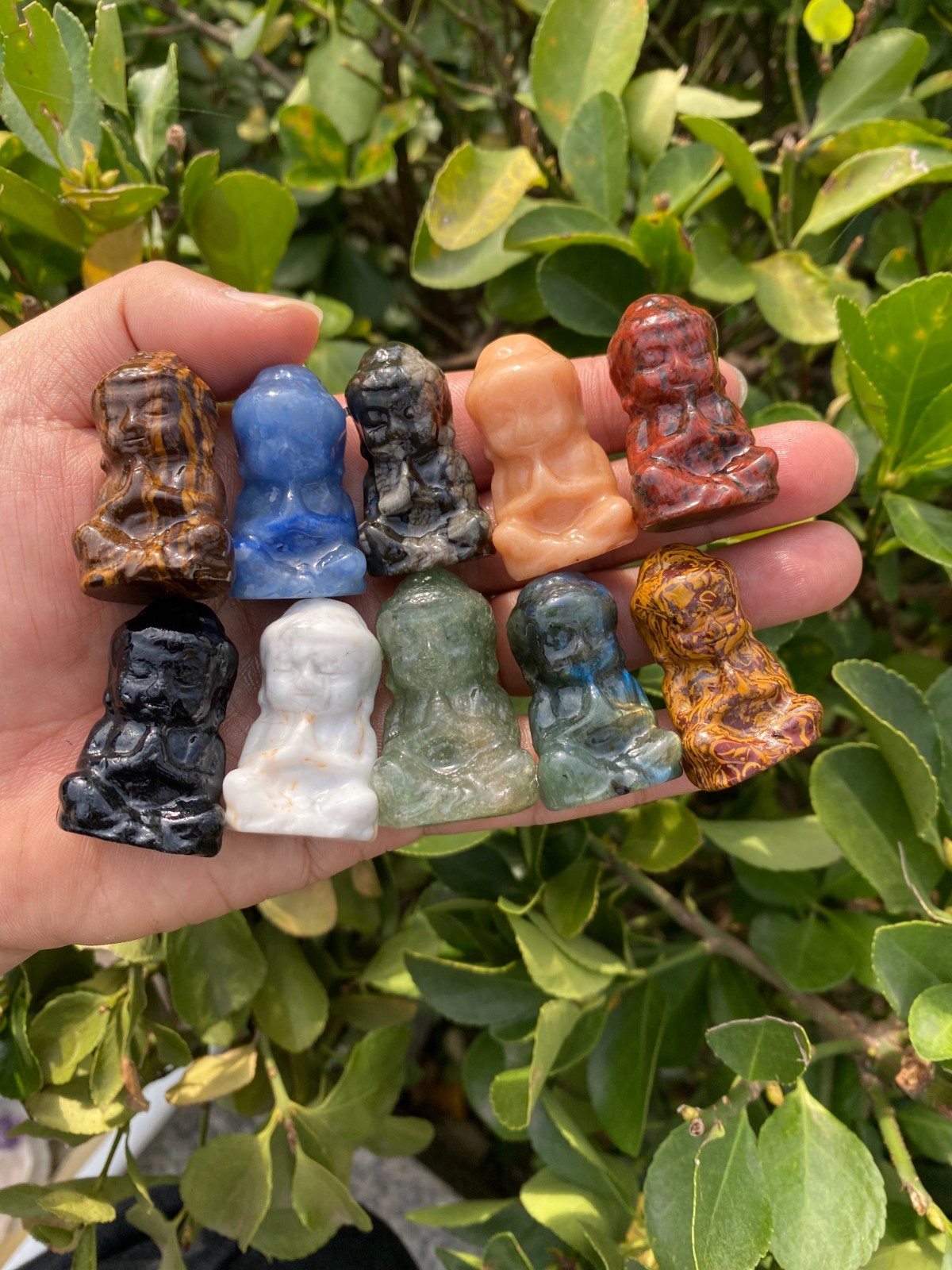 5pcs Natural Mixed Quartz Hand carved crystal Buddha skull reiki healing gift