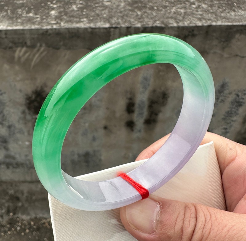 Certified Natural Grade AAA Ice Green Burmese Jade jadeite bracelet bangle 57MM