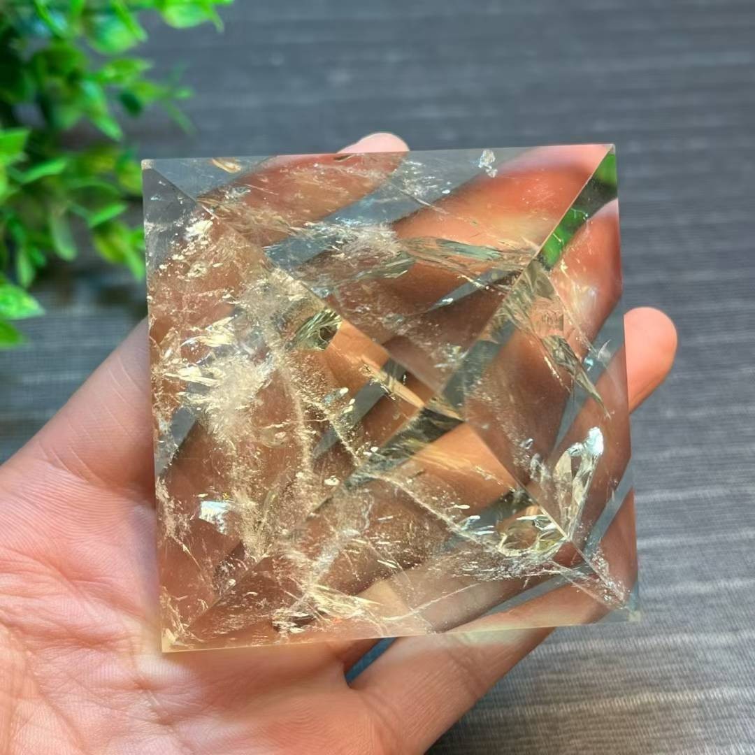 260g Natural Citrine Quartz Carved Pyramid Crystal Reiki Healing Gift
