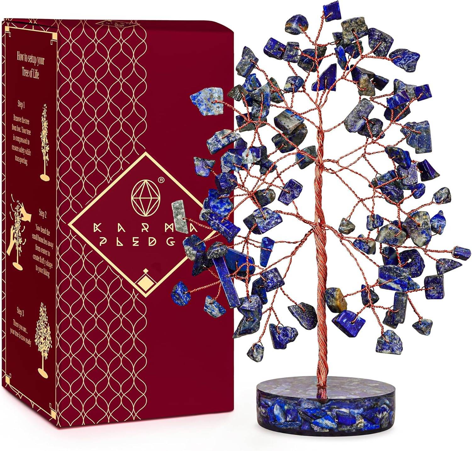 Lapis Lazuli Crystal Tree of Life Birthday Gifts for Women, Men, Friends, Handma
