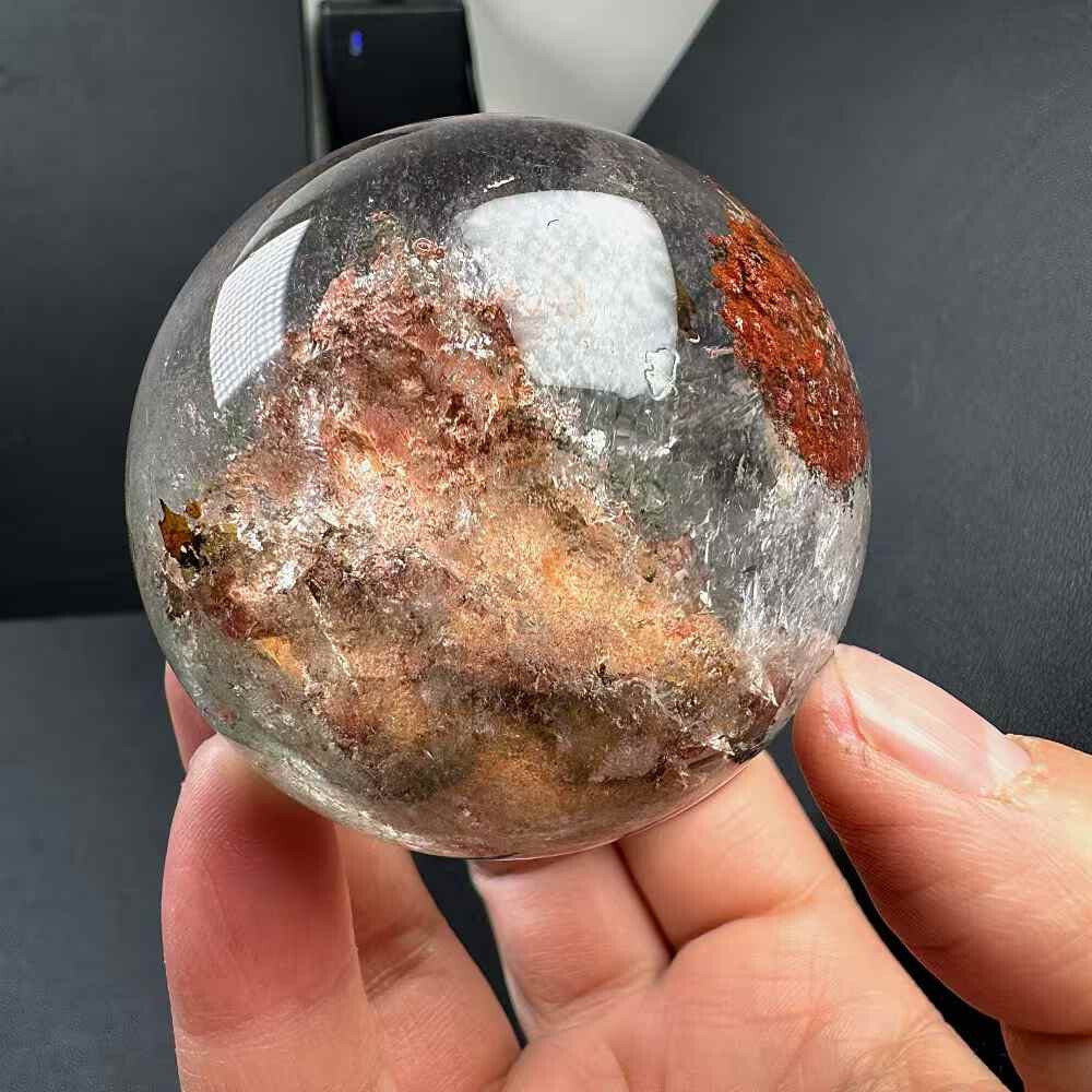 295g Natural Color Ghost Quartz Sphere Energy Crystal Ball Reiki Decor