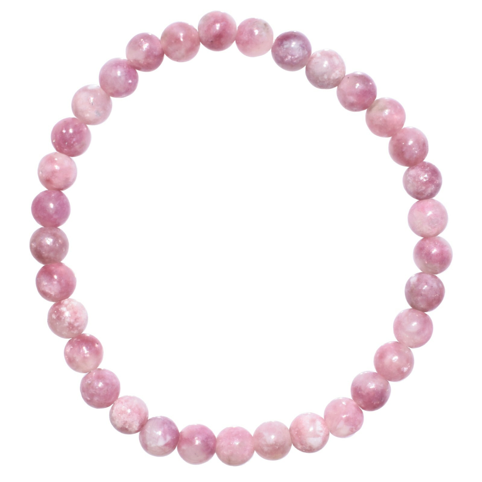 Premium CHARGED Lepidolite Crystal 6mm Bead Stretchy Bracelet + Selenite Heart