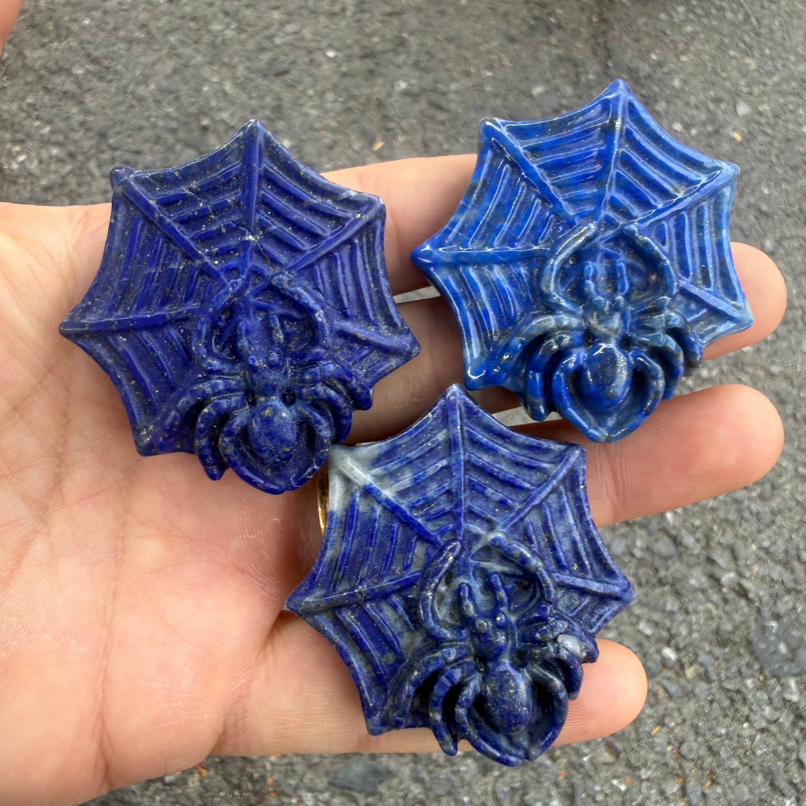 2” Natural Lapis lazuli Quartz Carved Spider skull Crystal Reiki healing 1pc