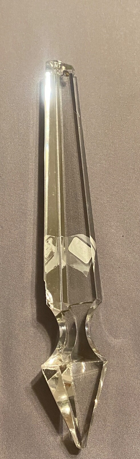 Crystal Chandelier Piece From Elaborate Palm Springs Hotel Damaged Tip 7 1/8 In.