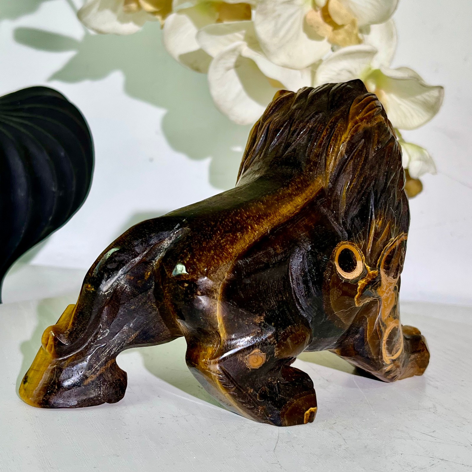 4.12LB Natural tiger eye stone products, handmade carved and polished spiritual