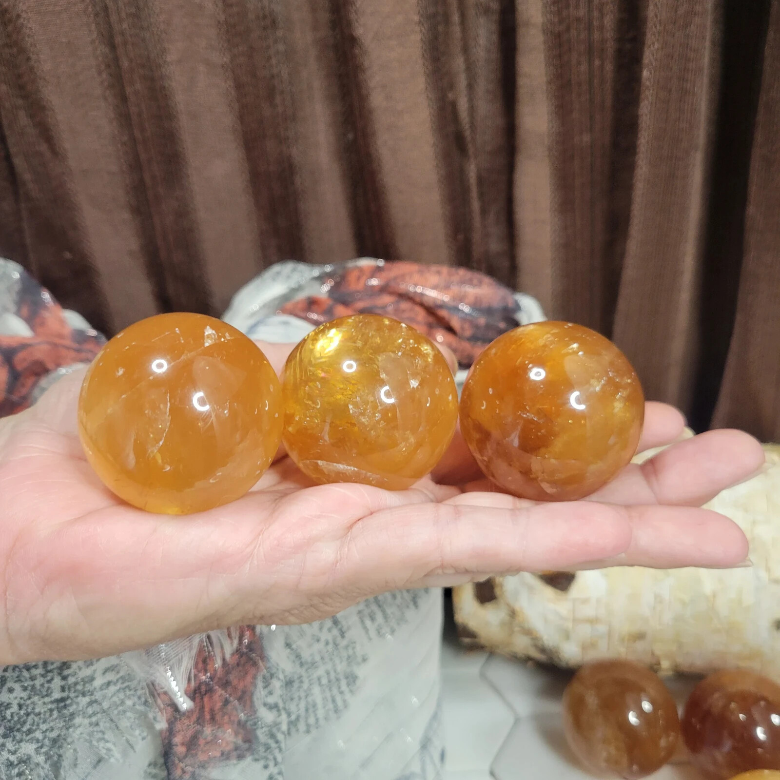 Honey Calcite Crystal Ball Sphere 1 5/8″ Diameter