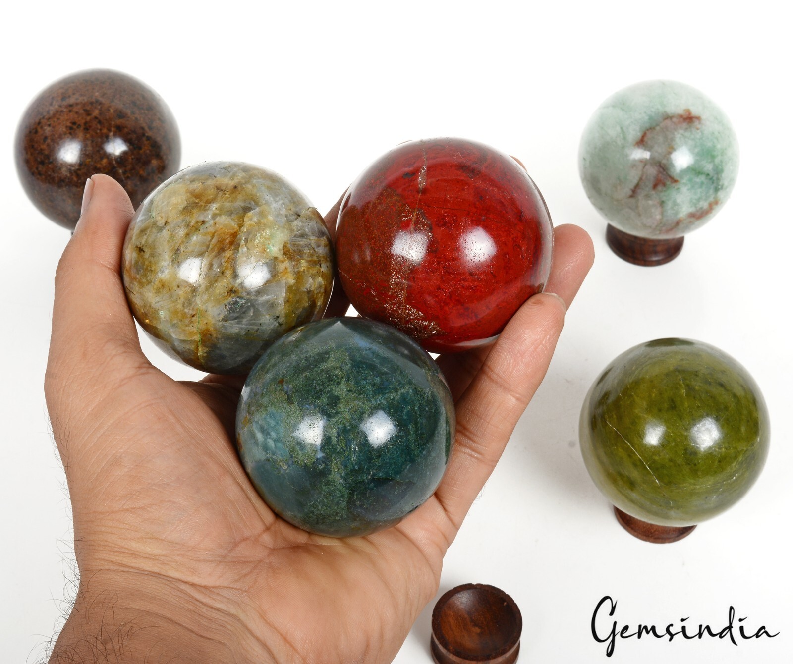1.52 Kilo Natural Multi Gemstone Healing Crystal Mineral Gems Sphere With Stand