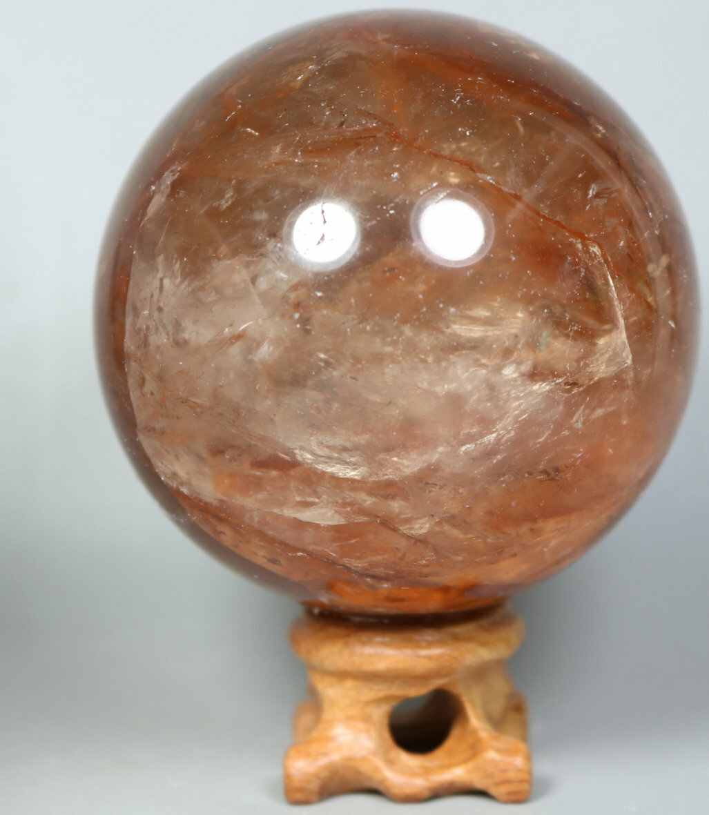 Natural RED FIRE QUARTZ Hematoid Crystal PHANTOM MULTI-INCLUSIONS Sphere/Stand