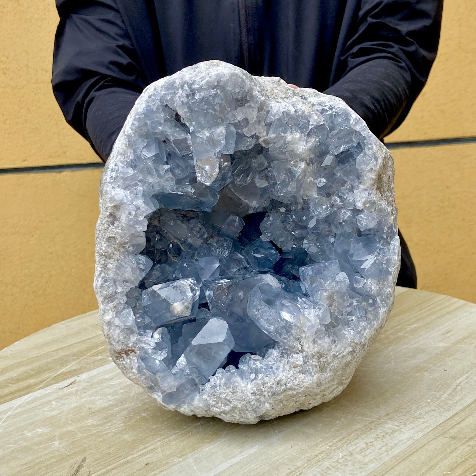 15.43LB Natural Beautiful Blue Celestite Crystal Geode Cave Mineral Specimen