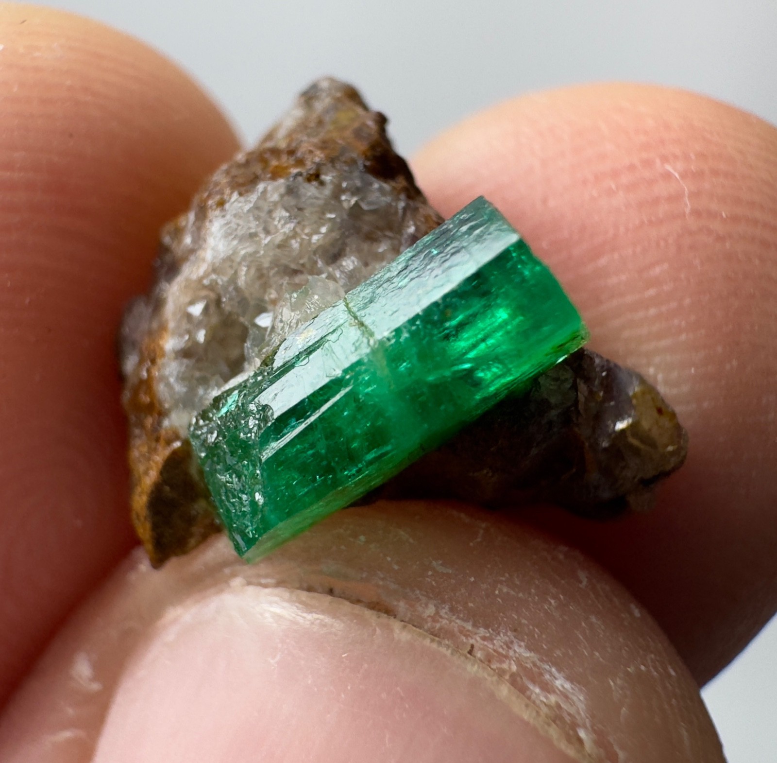 5.70 Ct Natural Transparent Emerald Crystal On Matrix From Panjshir Afghanistan