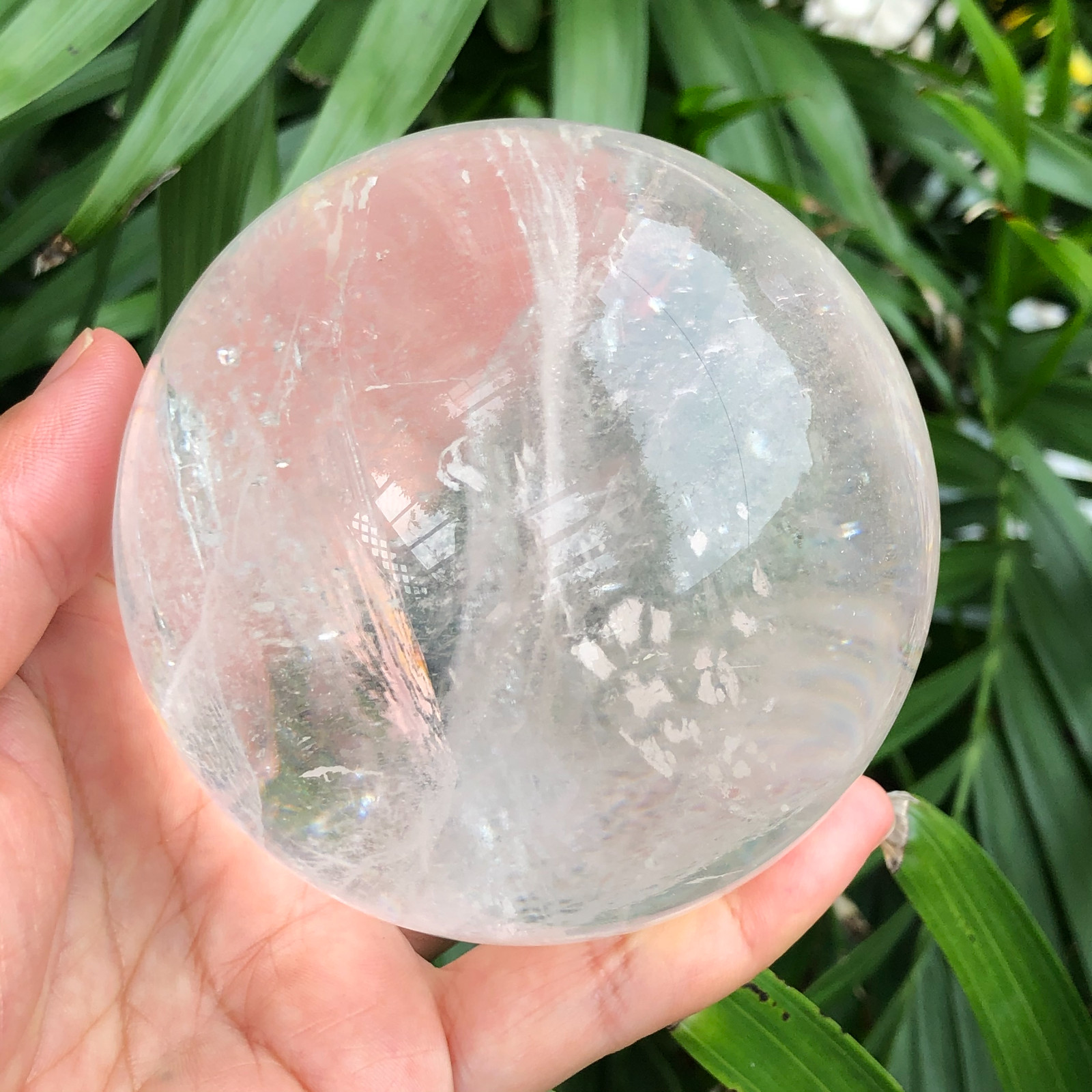 858g white crystal transparent quartz crystal ball Reiki repair 141