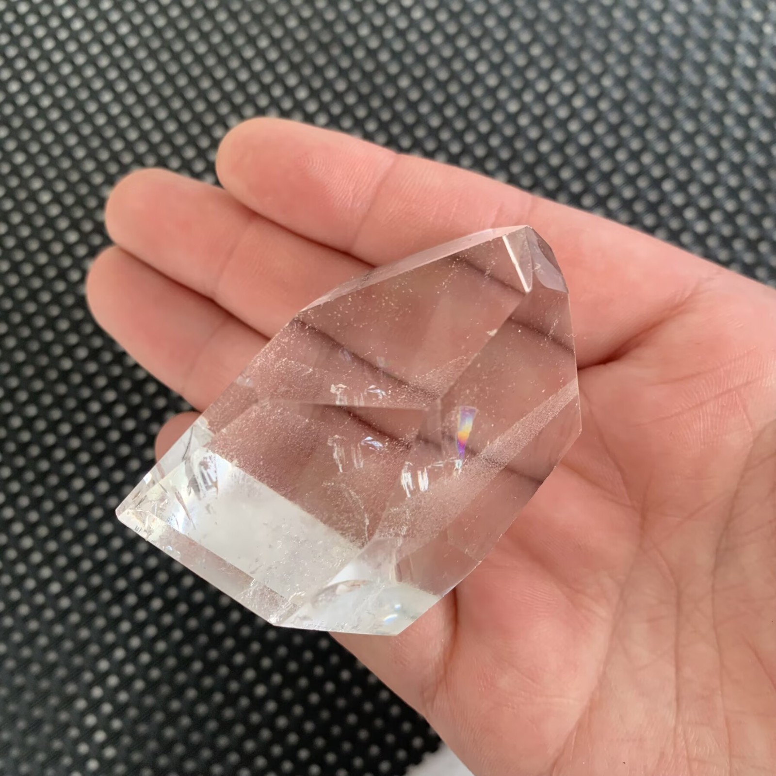 99g Faceted Clear Quartz Freeform Geometric Crystal Hand-Cut Spiritual Decor