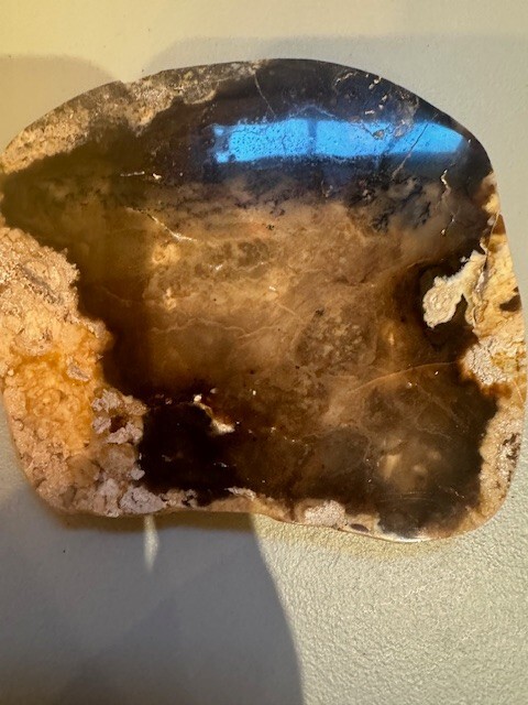 Display Stone Cut and Polished Agate Rock Slab Brown and White
