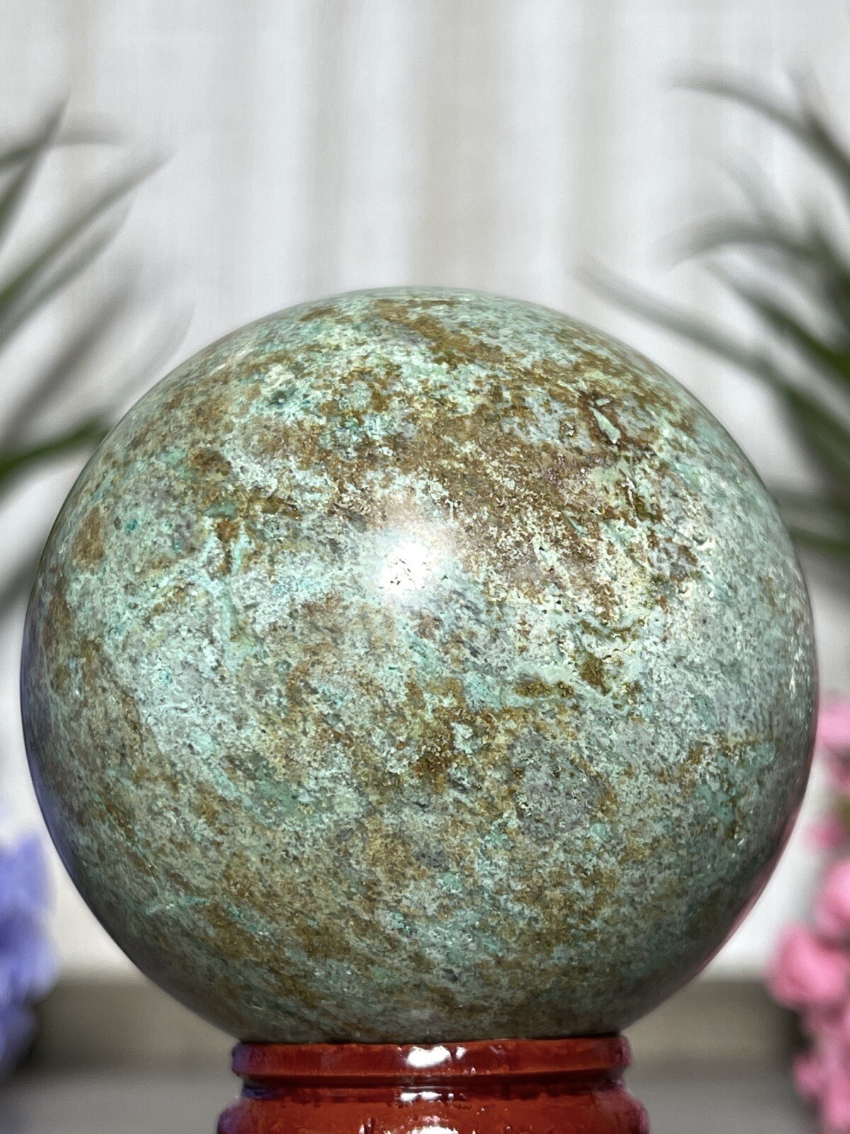 PHOENIX SPHERE 💚 Green Blue Mineral Copper Ore Malachite Turquoise Crystal Orb