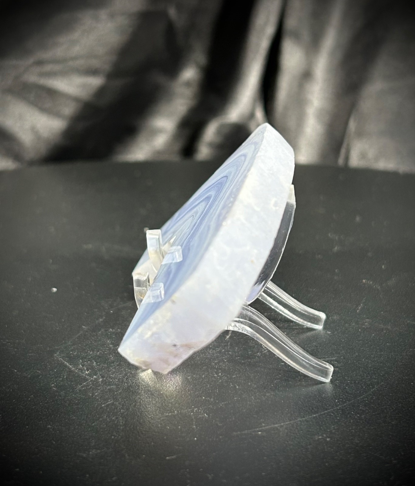 3.76″ Blue Lace Agate Slab With Acrylic Stand 2oz (58 grams)