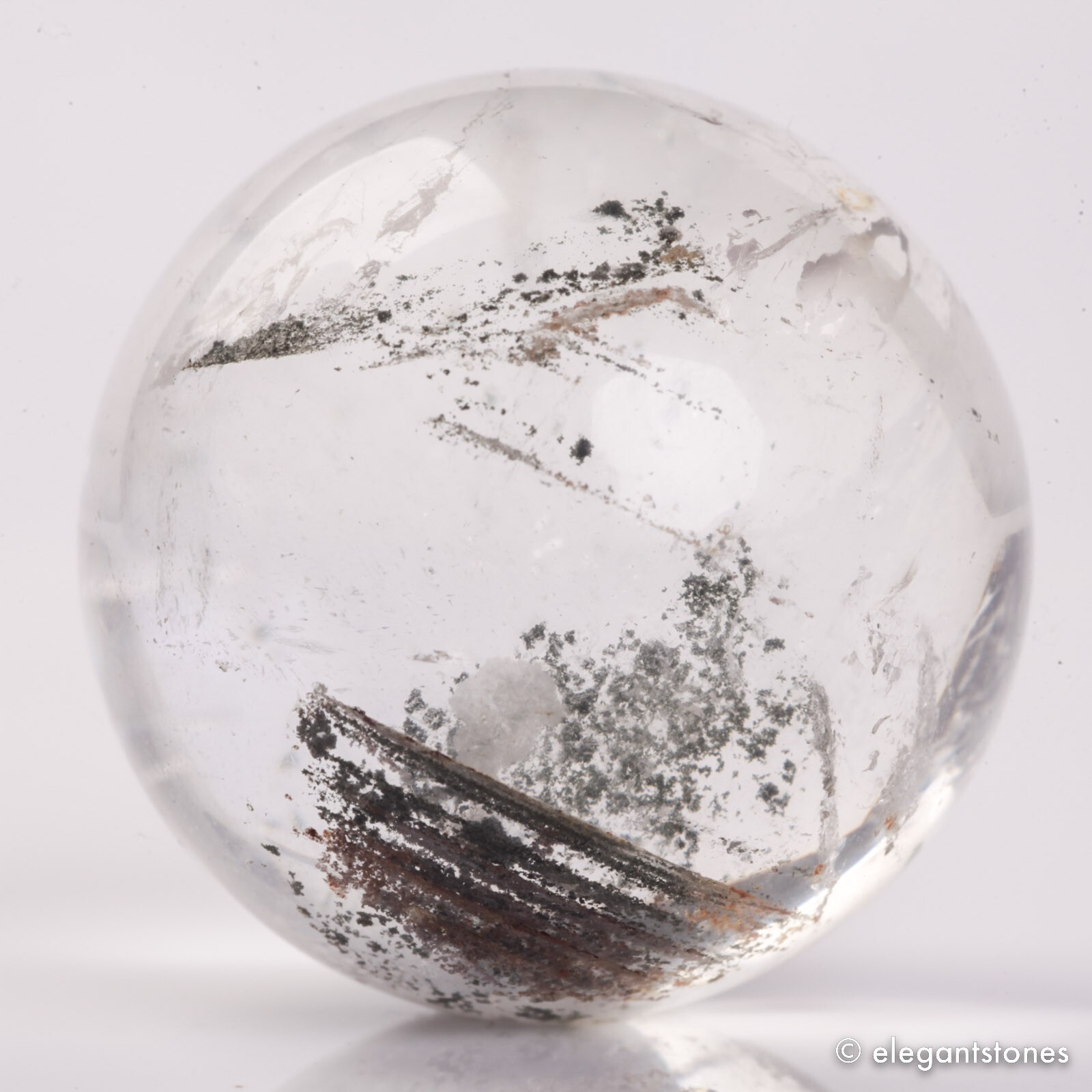 69g36mm Natural Garden/Phantom/Ghost/Lodolite Quartz Crystal Sphere Healing Ball