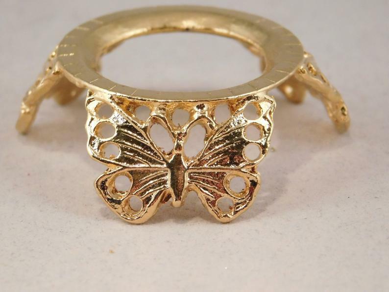 Sphere Display Stand BUTTERFLY Design w/Holes Gold Color Small Size