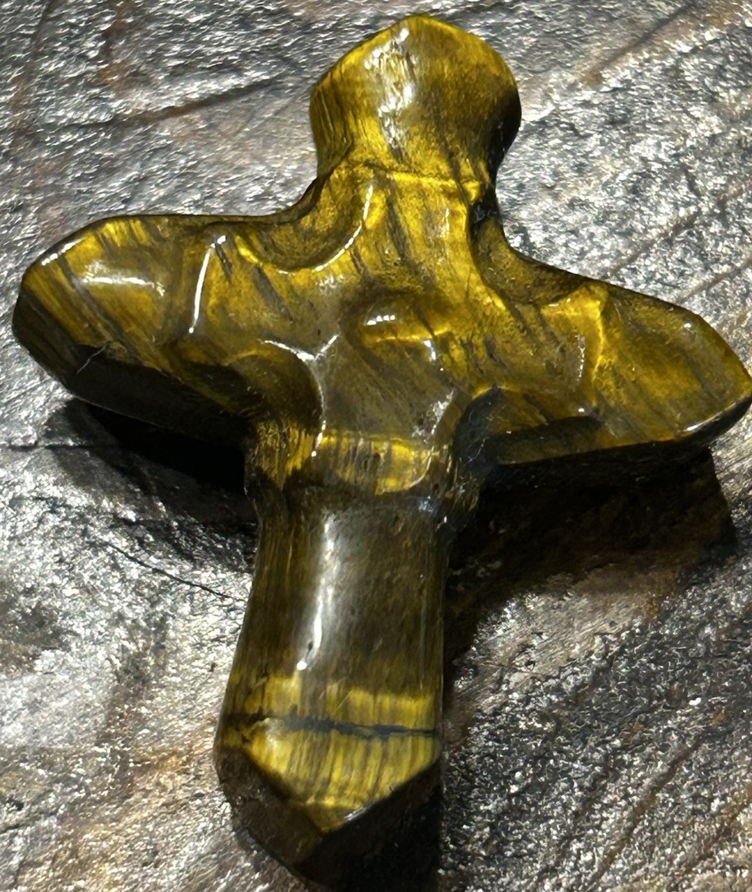 Tigers Eye Cross Crystal Carving Polished natural Stone