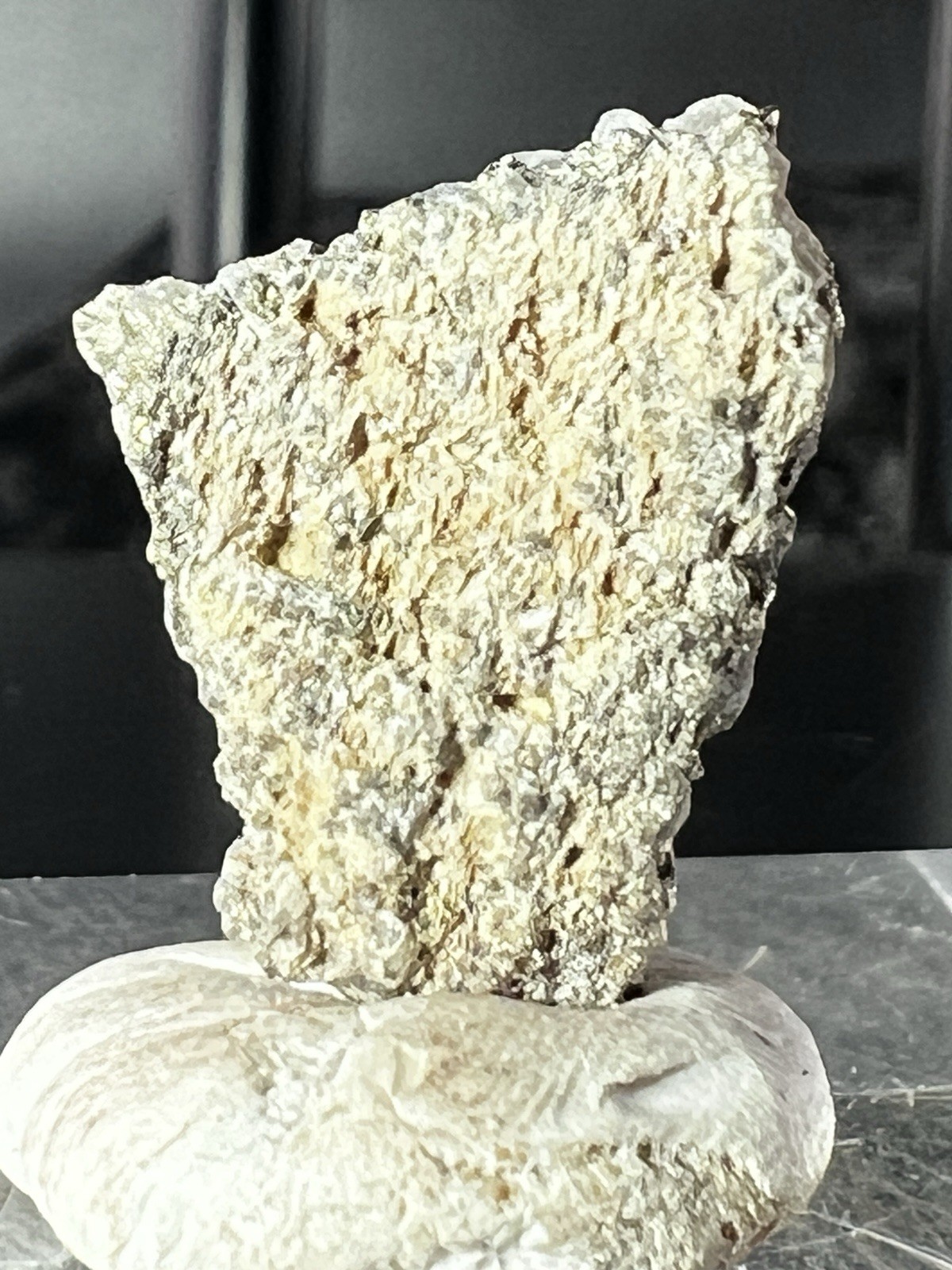 Marcasite on Calcite, Thumbnail Specimen – Solat Mine, Taxco, Mexico
