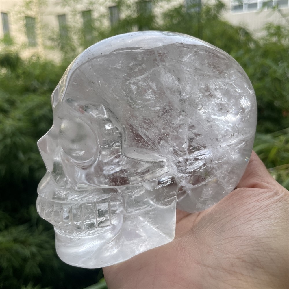 2.5LB 4.5″ A++ Natural Clear Quartz Skull Carving Crystal Healing Carved Decor