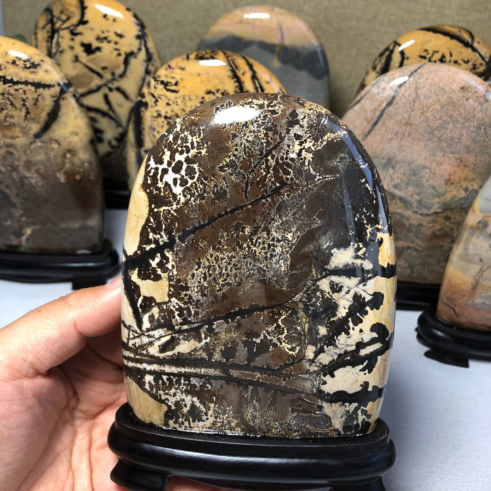 5Pcs Natural Chinese painting stone crystal ornaments for home decoration