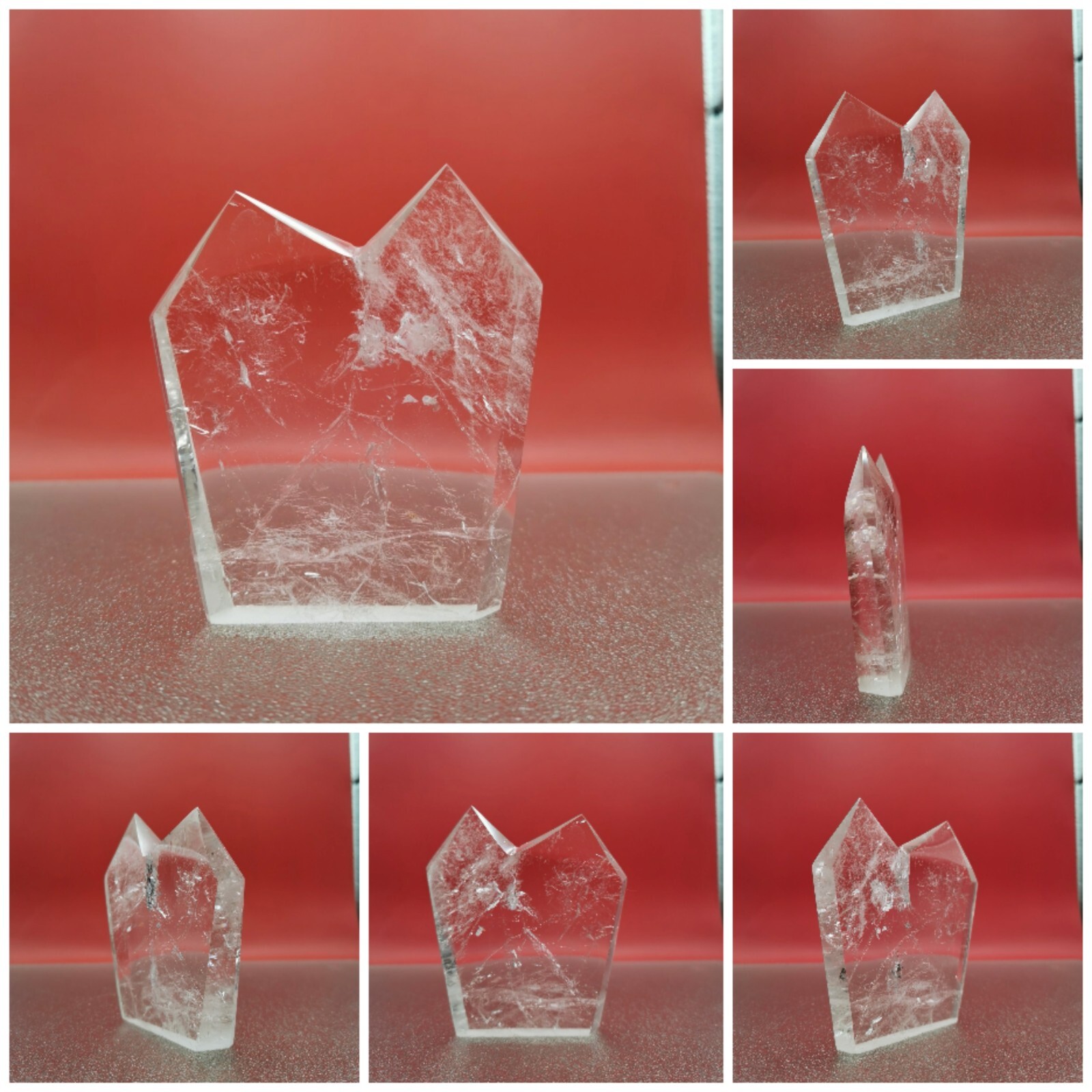 Natural Clear Quartz Double Point Obelisk Crystal With Custom Light Stand 364G