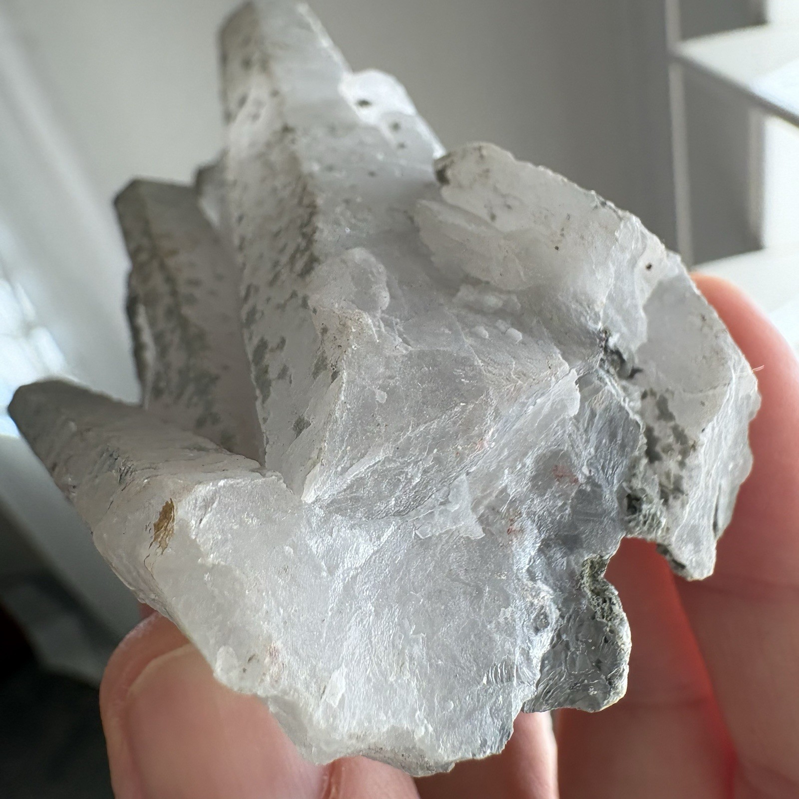 Natural Crystal High-Temp Quartz Cluster w/ Calcite Raw Mineral Fluorescent Heal