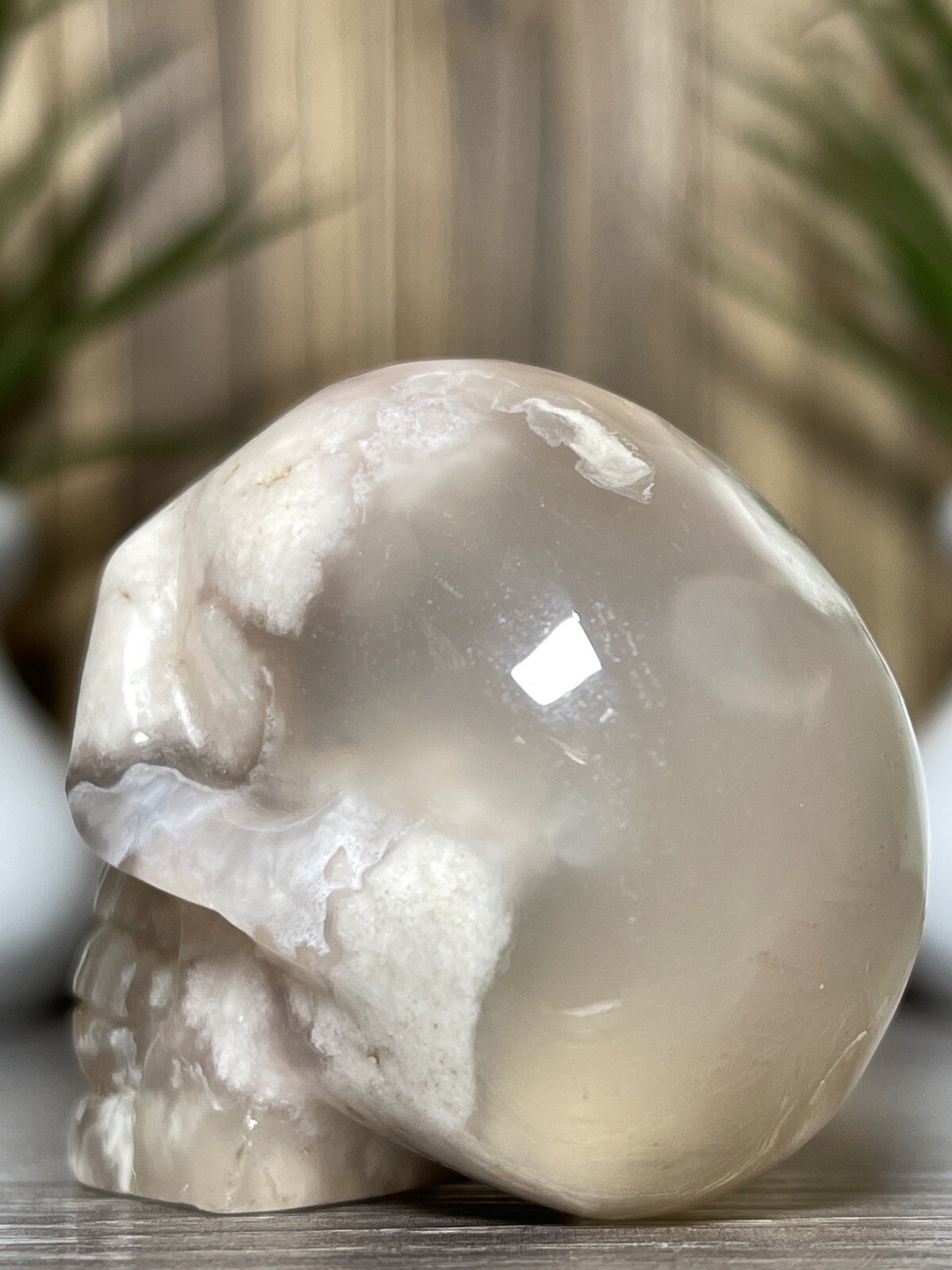 FLOWER AGATE SKULL – Mineral Blosssom Carving Chakra Crystal Statue Witch Decor