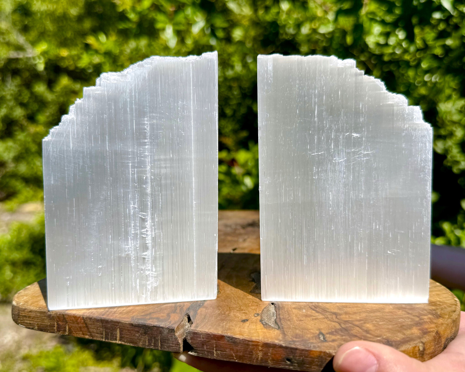 Selenite Book Ends – LARGE White Selenite Crystal Bookends (Selenite Home Decor)