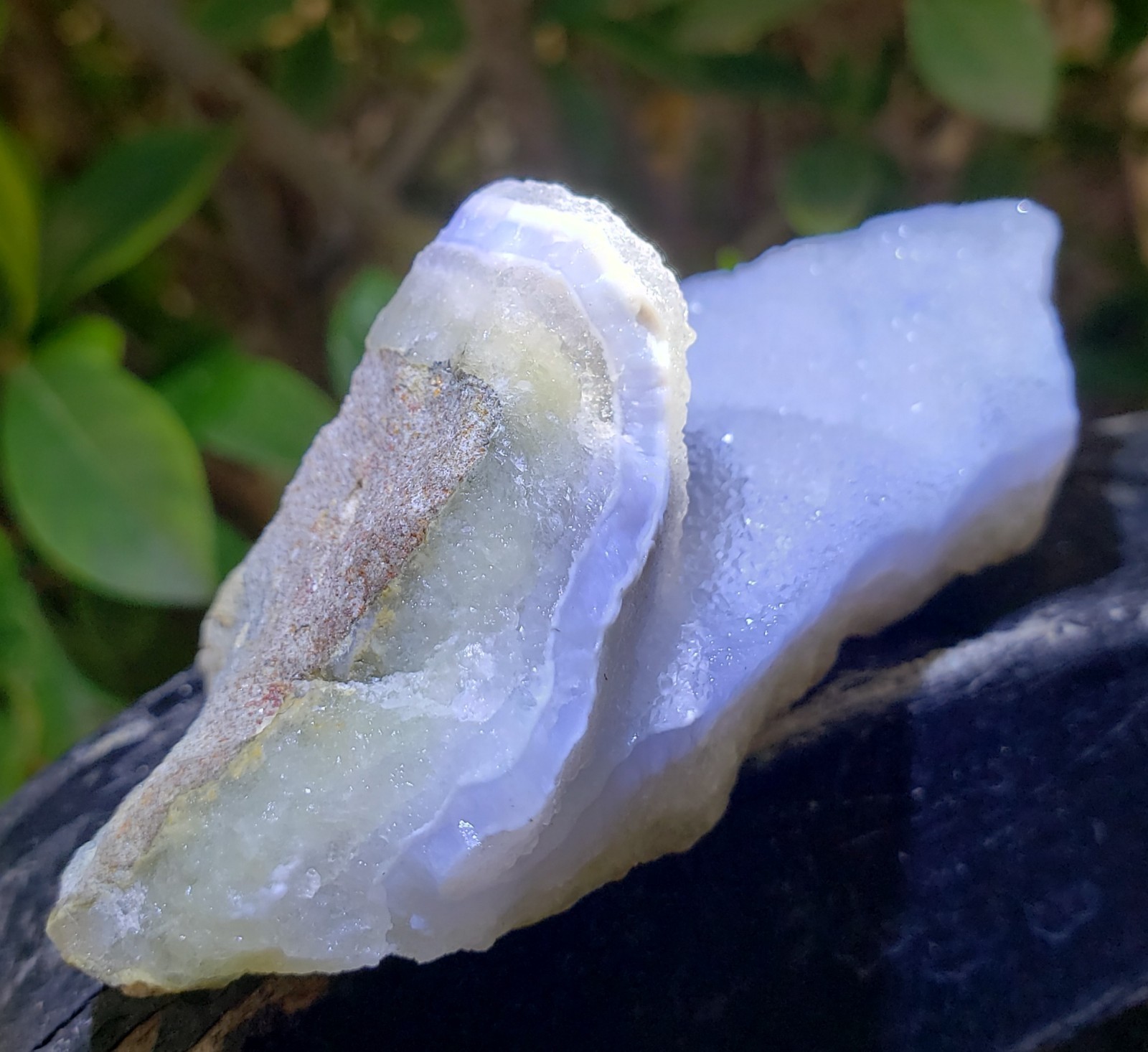 3.75″ Natural Blue Lace Agate with Banding Open Druzy Specimen, 93g or 3.3 oz