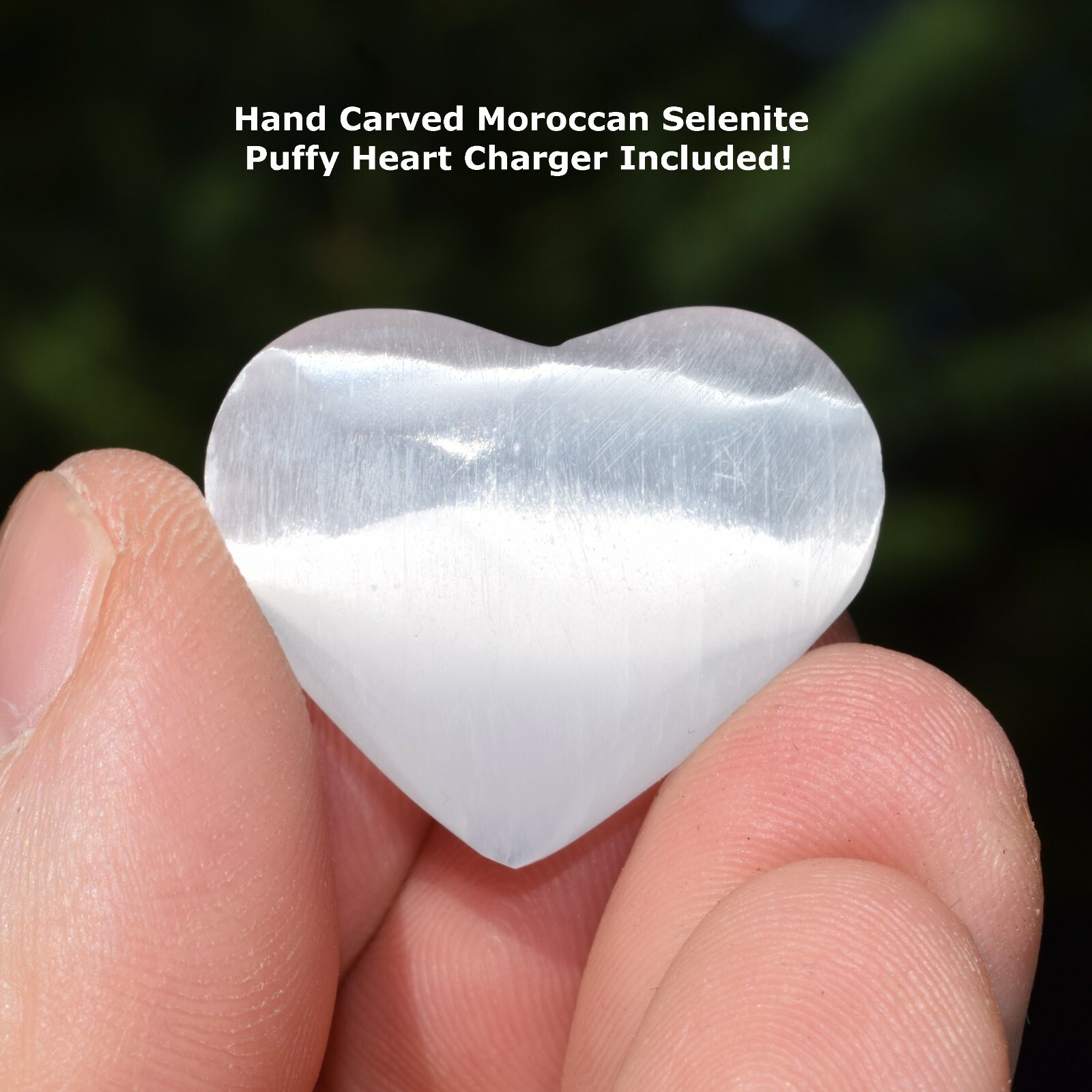 Charged 4″ Starburst Flash Nuummite Crystal Massage Wand + Selenite Heart ~70g