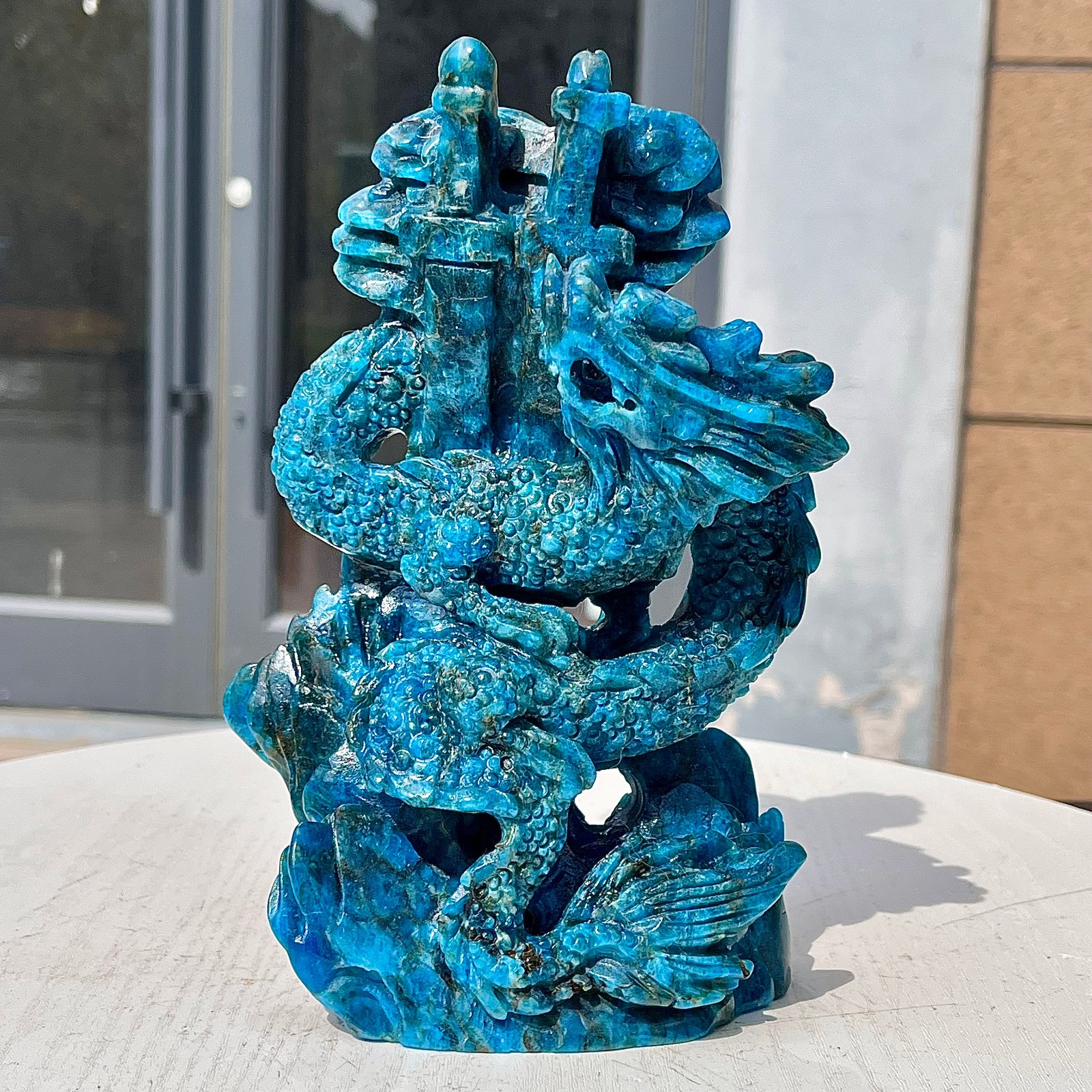2.99LB Natural dreamy blue lithium gray pattern hand carved and healed