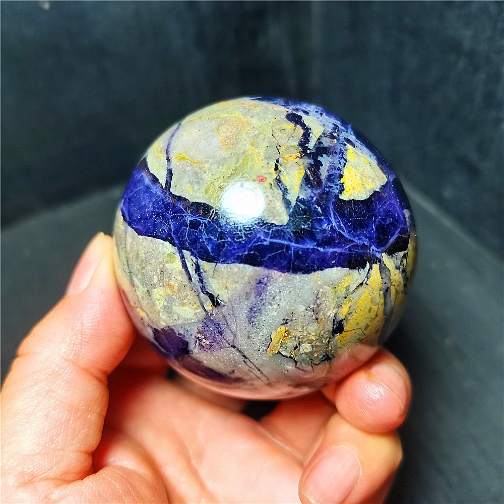 TOP 380.6g Natural Purple Lilac Snowflake Fluorite Quartz Crystal Sphere WD2259