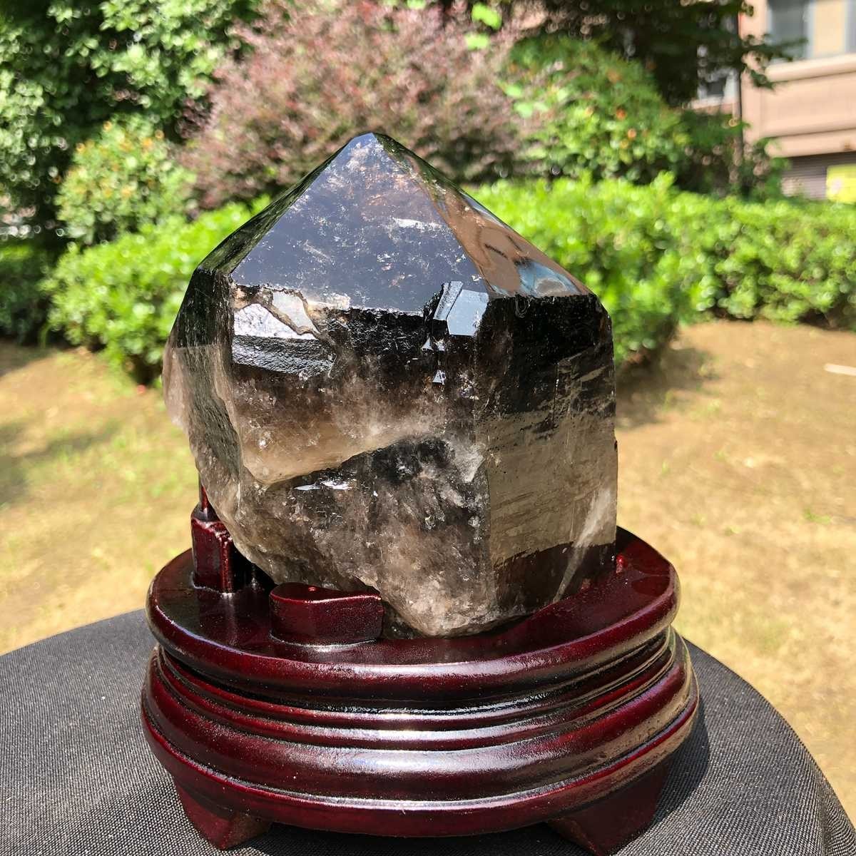 5.25LB Natural Smoky Quartz Crystal Mineral Specimen Reiki Healing+Stand