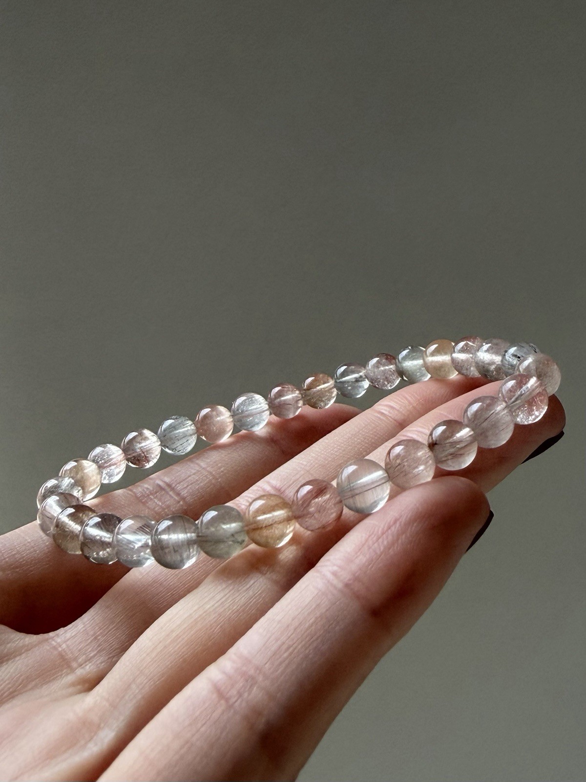 Natural Pastel Transparent Rabbit Hair Quartz Bracelet | Soft Needle Rutile 6mm